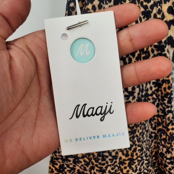 Maaji Tie Front Animal Print Long Sleeve Cover Up Top Women Size Large NWT - Picture 7 of 12